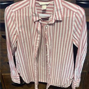 H&M Pink and White Striped Button Down Shirt